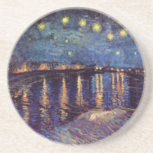 Van Gogh; Noite estrelado sobre o Rhone, arte do v Porta-copo