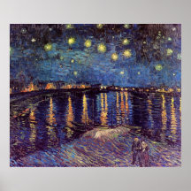 Van Gogh; Noite estrelado sobre o Rhone, arte do v Impressão