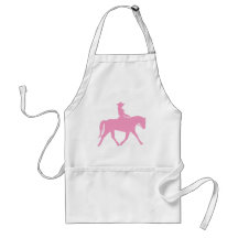 Vaqueira que monta seu cavalo (rosa) avental