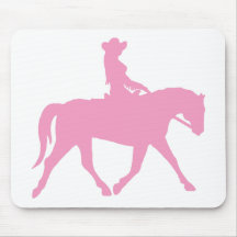 Vaqueira que monta seu cavalo (rosa) mousepad