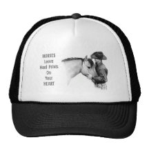 Vaqueiro: Cavalos: Impressões do casco: Desenho de Boné