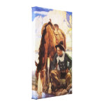 Vaqueiro que molha seu cavalo por NC Wyeth, arte d Impressão De Canvas Envolvidas