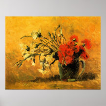 Vaso com os cravos por Vincent van Gogh Poster