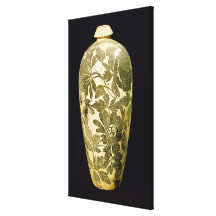 Vaso de Mei P'ing com uma decoração floral preta Impressão De Canvas Esticada