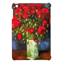 Vaso de Van Gogh com mini caso do iPad vermelho da
