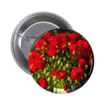 Vaso de Van Gogh com o botão vermelho das papoilas Botons