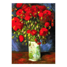 Vaso de Van Gogh com papoilas vermelhas Convites Personalizado