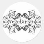 Vegetariano do vintage adesivos em formato redondos