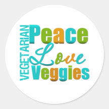Vegetarianos do amor da paz do vegetariano adesivo redondo