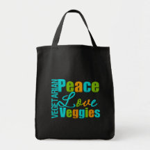 Vegetarianos do amor da paz do vegetariano bolsas para compras