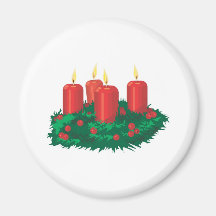 Velas vermelhas do Natal Imãs De Refrigerador