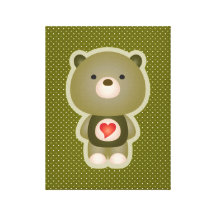 Verde bonito do urso impressão de canvas envolvida