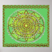 Verde do poster da arte da mandala assinado