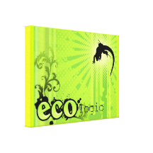 Verde ecológico do geco da consciência do ambiente impressão em tela canvas
