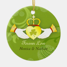 Verde, lembrança irlandesa da foto dos Newlyweds d Ornamento Para Arvores De Natal