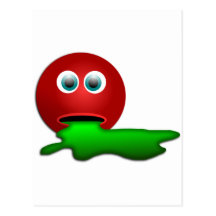 Verde Puking do smiley face vermelho, engraçado! Cartao Postal