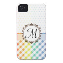 Verificações e listras de Polkadots do arco-íris c iPhone 4 Capa