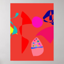 Vermelho coral do desequilíbrio posters