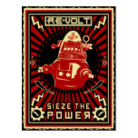 Vermelho da revolução do robô cartão postal