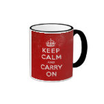 Vermelho escuro do vintage afligido mantem a calma caneca