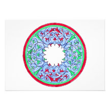 Vermelho gráfico e azul do círculo do Victorian Convite Personalizados