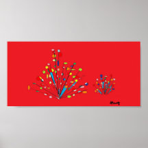 "Vermelho lunático das flores " Posteres