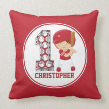 Vermelho personalizado da massa do basebol do prim travesseiros de decoração