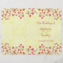 Vermelho + programa floral amarelo do casamento te modelo de panfletos