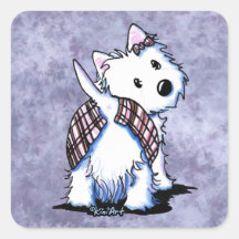 Vestido às etiquetas de Westie do Kilt Adesivo Quadrado