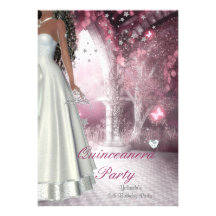 Vestido branco da 15a festa de aniversário de Quin Convites Personalizados