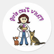 Veterinário fêmea claro adesivo em formato redondo