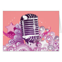 vetor do microfone do vintage da diva do canto cartão