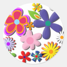 Vetor floral retro de flower power adesivo