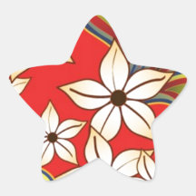 VETORES VERDES VERMELHOS ALOHA DAS FLORES HAVAIANA ADESIVO EM FORMA DE ESTRELA