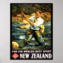 Viagem da pesca de esportes de Nova Zelândia do vi Pôsteres