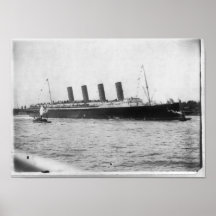 Viagem nova 1907 do LUSITANIA do RMS em New York Posteres