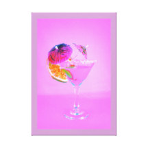 Vidro de cocktail com arte de papel da parede dos  impressão de canvas envolvida