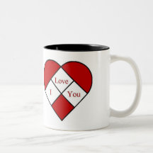 Vidro "eu te amo" coração da mancha canecas
