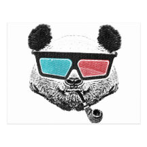 Vidros 3-D da panda do vintage Cartao Postal