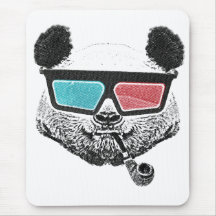 Vidros 3-D da panda do vintage Mousepad