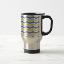 Viga azul e amarela moderna, na moda, elegante caneca