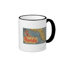 Vindo ao mapa de Florida do estado, menina Pin-Aci Caneca