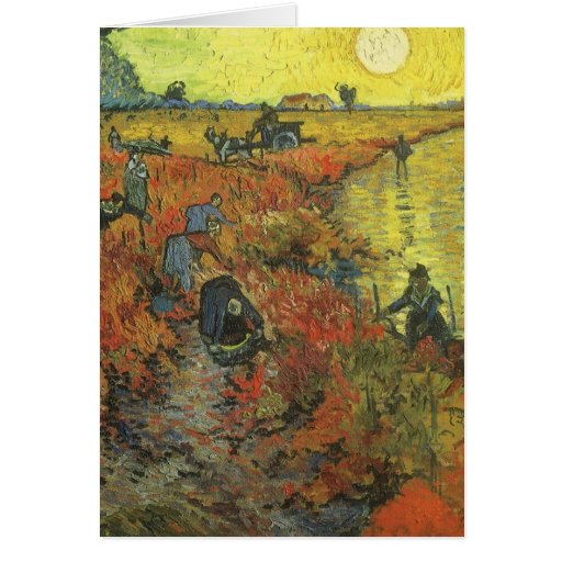 Vinhedo vermelho pela arte do impressionismo do vi cartoes
