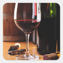 Vinho tinto adesivo em forma quadrada
