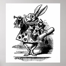 Vintage Alice no país das maravilhas, arauto branc Poster