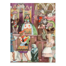 Vintage Alice no país das maravilhas, rainha dos c Cartao Postal