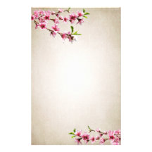 Vintage cor-de-rosa Tan das flores de cerejeira Papéis Personalizados