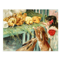 Vintage do cartão da cena da páscoa dos coelhos do cartões postais