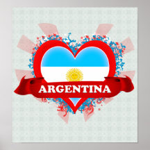 Vintage eu amo Argentina Pôsteres