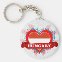 Vintage eu amo Hungria Chaveiro